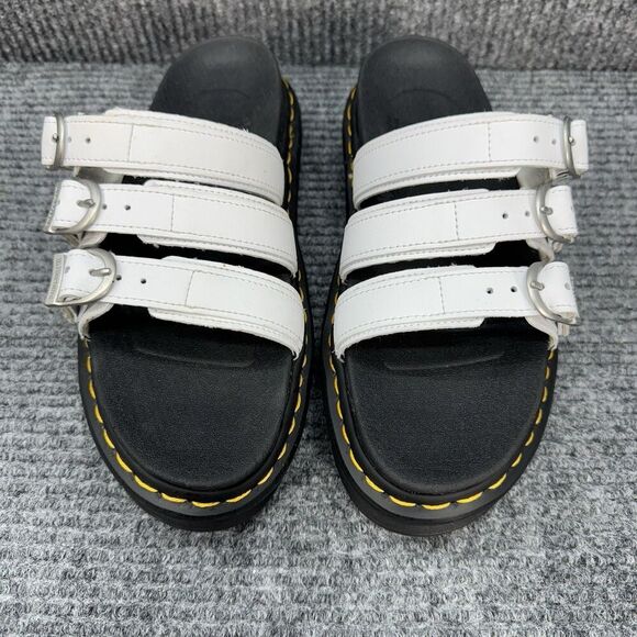 Dr Martens Blaire Slides Size 7 White Leather Hydro Ziggy Sole Platform Sandals - Picture 3 of 8